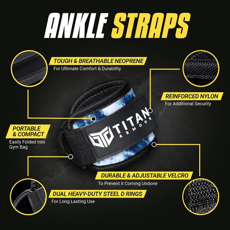 Titan Armour® Single Ankle Straps for Cable Machines | Gym