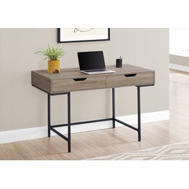 Monarch Specialties 7555 Computer Desk, Home Office, Laptop, Storage Drawers, 48" L, Work, Metal, Laminate, Brown, Contemporary, Modern Desk-48, 47.25"L x 23.75"W x 30"H, Dark Taupe Wood-Look/Black