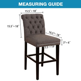 Flamingo P Gray Stool Covers Bar Stool Seat Cover Counter Stool Slipcovers with Backs Removable Washable Chair Slipcover for Home Bar Chair Covers Set of 4, Gray