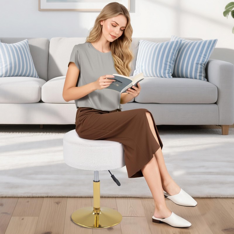 LITZFUR Adjustable Vanity Stool for Makeup Room, 360° Swivel Gold