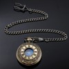 Tiong Bronze Pocket Watch Hollow Blue Starry Design Roman Numerals