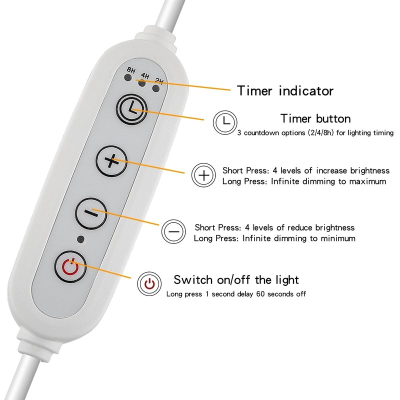Lamp Dimmer Switch with Cord, Plug-in Dimmer 110-120V Indoor Timer