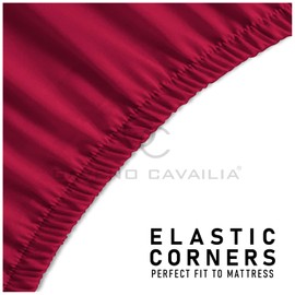 Premium King Size Extra Deep Fitted Sheet Red - Extra Deep Pocket Bed Sheet 16 Inch 40 Cm - Non Iron Polycotton Deep King Size Fitted Sheet, 152X203Cm