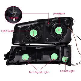 LQI LED Headlight Assembly Compatible with Chevy Silverado 1500 2500 3500 HD Model 2003-2006,Fit Avalanche 1500 2500 2003-2006(Fit No Cladding only) Clear Lens Black Housing Amber Corner