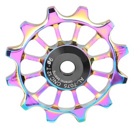 12T Bicycle Front Derailleur Roller, Aluminium Alloy Bicycle Guide Wheel Shift Roller with Ceramic Bearing for Mountain Bike