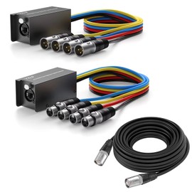 Y.D.F 3.3 Ft 4 CH Multi Network Snake Receiver Over Ethercon Cable XLR Snake Box Extender for Stage Lighting and Recording Studio-XLR/AES/DMX Channel (1 Pairs) with 98ft Ethercon Cable