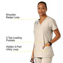 WonderWink Women's Basic V-Neck Scrub Top, Khaki, 5X