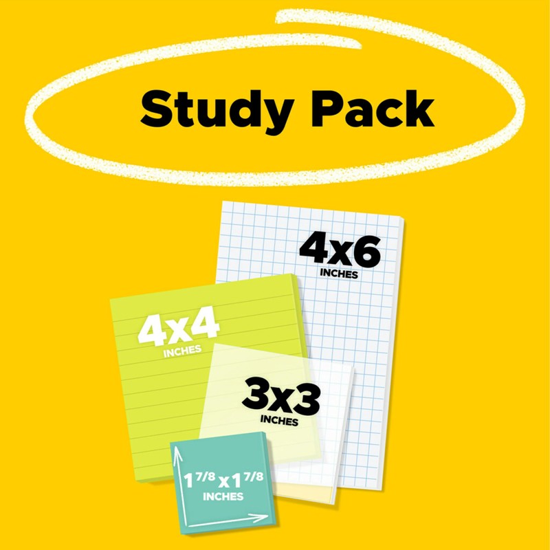 Post-it Super Sticky Notes Study Pack Multiple Sizes 4 Pads/Pack