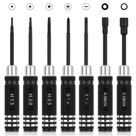 7PCS RC Car Tool Kit Short Handle Hex Screwdriver Nut Set W/Hex 1.5/2.0/2.5mm/4.0BOX/5.5BOX & Phillips & Slotted Screwdriver Fit for 1/18 1/24 Mini Crawler Car TRX4M SCX24 FCX24