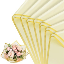 BEISHIDA 20 Sheets Light Yellow Flower Wrapping Paper, Floral Paper, Bouquet Paper, Matte with Black Edges Paper for Graduation Christmas Valentine's Day Birthdays Flowers Bouquet Gift Wrapping