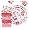 100 pcs Romantic Heart Valentines Plates and Napkins and Cups