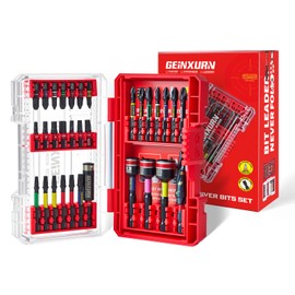 GEINXURN 32-Piece Impact Resistant Screwdriver Bit Set, S2 Steel Magnetic Bit Set, 1/4 Inch Hex Shank, Bit Holder with Red Storage Box