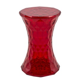 LeisureMod Diamond Shaped Modern Vanity Clio Stool/Side Table Indoor and Outdoor Use (Red)