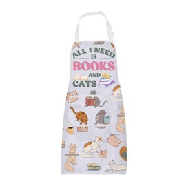 Books And Cats Apron Bookish Gifts for Book Lovers Book Reader Gift All I Need Is Books And Cat Gifts Book Apron With Pockets