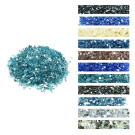 VEVOR Fire Glass, 20 LBS / 9 KG High-Temperature Resistant Fireplace Rocks, 1/2-Inch / 12.7 mm Reflective & Smokeless Firepit Glass Rock, High Luster Stone Landscaping for Fire Pit Table, Aqua Blue