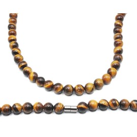 Gemstone Jewelry for Men Women Beaded Necklaces for Energy and Spiritual Protection (22, 02: Yellow Tiger (10mm))