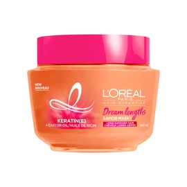 L'Oreal Paris Dream Lengths Savior Mask, Hair Mask for Long Damaged Hair, Formulated with Castor Oil & Keratin to Regenerate Damaged Length, 300ml