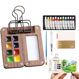 Pocket Artist Watercolor Travel Set, 2025 New Paint Palette Travel Kit Mini Watercolor Paint Set, Upgrade Pocketartist Travel Set Mini Portable Watercolor Travel Set (8 Grid)