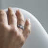 Materia Women's Band Ring Elephant Herd with Baby 925 Sterling