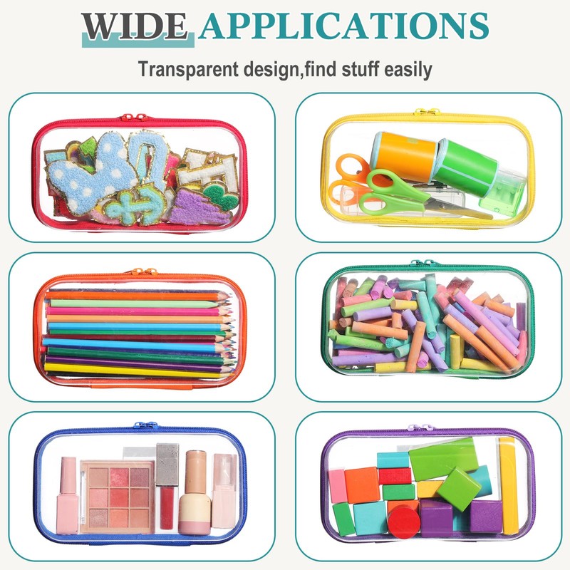 Sanwuta 6 Pcs Clear Hard Zipper Case Plastic Zipper Pouches