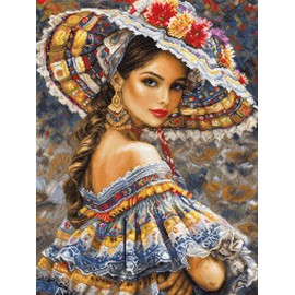 Luca-S Cross Stitch Kit Gold, Counted Cross Stitch for Adults, Embroidery Kit - The Mexican Fest, B706