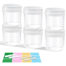 DEMORA Small Travel Containers Plastic Jars with Lids for Creams, Refillable TSA Approved Travel Size Containers for Lotion Makeup Cosmetic Ointments Slime, PP, BPA Free (Clear, 1.7 oz, 6 Pcs)