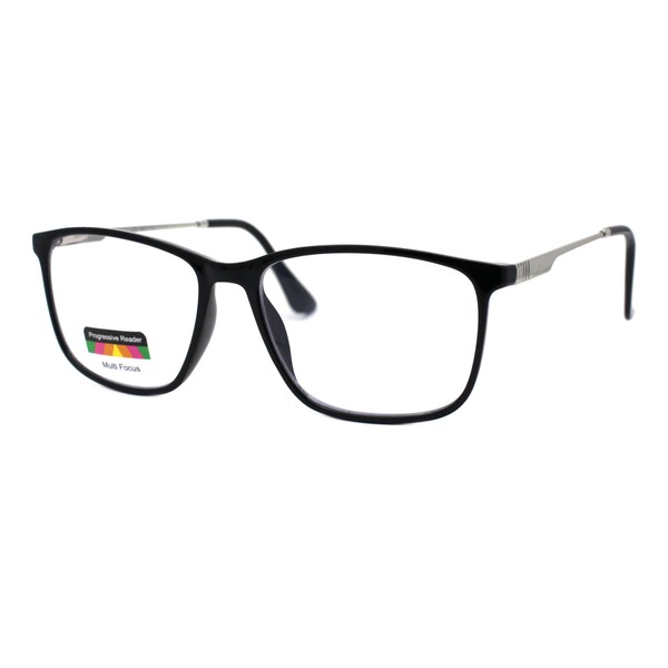 PASTL MultiFocus Progressive Reading Glasses 3 in 1 Reader Square Rectangle Black +2.5