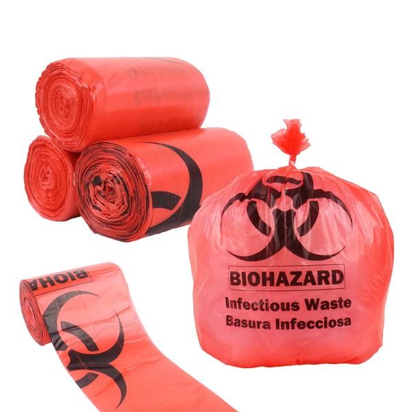 Klmnop 200 Pack Biohazard Waste Bags, 3 Gallon 4.57 x