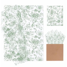 MUNILAIL 100 Sheets Sage Green Floral Tissue Paper 14 x 20 Inches Flower Tissue Paper for Gift Bags Vintage Floral Gift Paper Tissue for Birthday Gift Packing Crafts