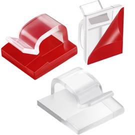 Maitys 60 Pieces Outdoor Cable Clips Christmas Adhesive Hooks Cable Management Wire Light Clips Cord Hider Organizer for Fairy Light Under Desk, Wall, Car and Electric Wires(Small,Clear)