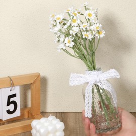 KALIONE 6PCS Small White Daisy Flowers Artificial, 10 Inch Artificial Daisy Flowers, Vase Centerpiece Table Decorations, Fake Daisies, Wildflower Spring Flower for Wedding Party Decor