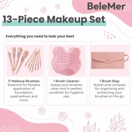 BeleMer Makeup Brushes 11 Pieces + 2 Gifts