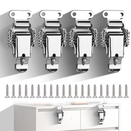 Friendship 4-Piece Set Toggle Latch Box Latch Stainless Steel Trunk Hook Catch Padlock Lock Clamp Spring Loaded Keyhole Lock Fastener Hardware (4 x Patch Locks + 20 Screws )