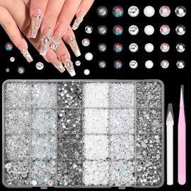 18000 Pcs White 3D Resin Jelly Rhinestones for Crafting, 3-6 mm Flatback Bedazzled Gems for Nails, Mix Size Half Round Resin Jelly Rhinestones for Crafts Eyes Makeup DIY Supplies