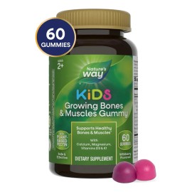 Natures Way Gomitas Soporte para Altura Crecimiento Musculos Y Huesos Saludables, Calcio, Magnesio, Vitaminas D3 y K1, mayores de 2 aos P48 Sabor...  