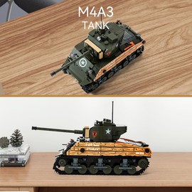 DAHONPA M4A3 Sherman Main Battle Tank Building Blocks for Adults, Military Army Airplane Building Bricks Set, 715 Pieces Building Toys Gift for Kid and Adult