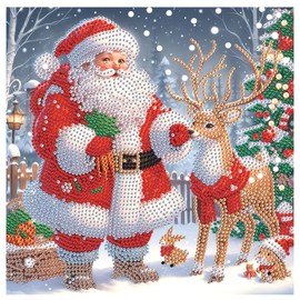 Diamond Art Painting Kits for Adults, Christmas Santa Claus 5D Special Shape Diamond Art Kits for Beginners, Crystal Rhinestones Diamond Art Painting for Home Wall Christmas Decor Gift 12×12inch