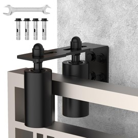 MeBantoo Sliding Gate Guide Rollers & Hardware Kit – Heavy Duty 4" Adjustable Nylon Wheels, Rust-Proof L-Bracket for Sliding Gates, Wood, or Garage Doors (Black-1pc, 4in)