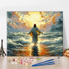 TISHIRON Jesus Paint by Numbers Kit for Adults Religious Faith Painting 16 x 20 Inches