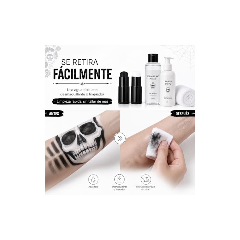 Pintura Facial en Barra Lavable, para Halloween y Día de