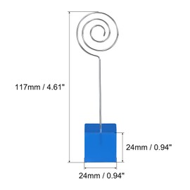 PATIKIL Resin Cube Base Picture Card Holder, 3 Pack Circle Shape Metal Clip Wire Clip Note Table Stand Holder for Party Meeting Wedding Displaying, Blue