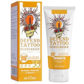 Protector solar para tatuajes: crema para el cuidado de tatuajes, FPS 30+ para la protección solar de los tatuajes que hidrata los nuevos tatuajes Nat