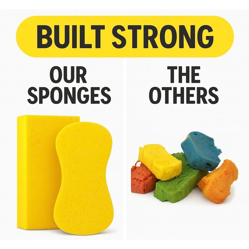 Multi-Purpose Sponges for Cleaning - Yellow 4 Pack, Large Sponges