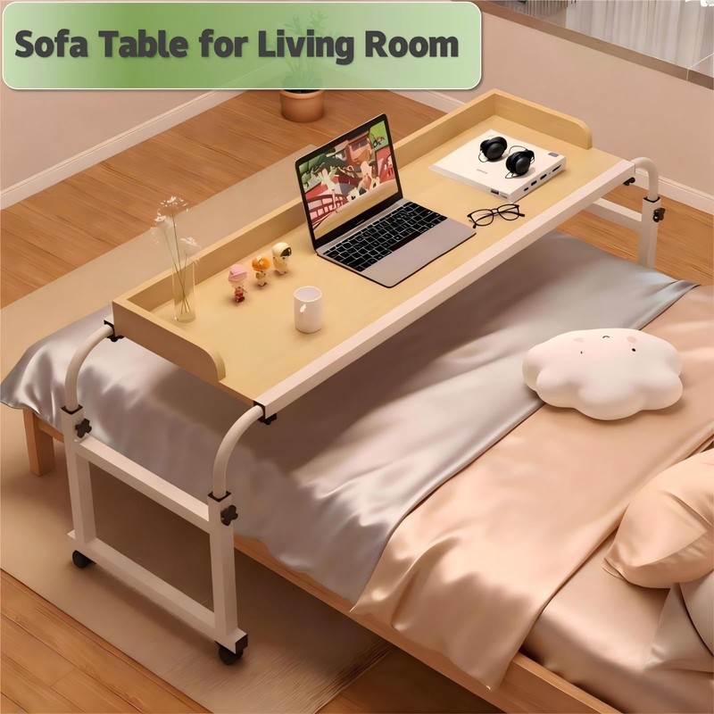 Overbed Table with Wheels and Desktop Enclosure, Height and Length
