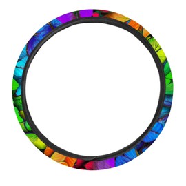 Dolyues Multicolor Butterfly Pattern Car Steering Wheel Covers,Universal Size 15 Inch/38Cm,Protector for Car/Truck/Van/Suv