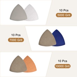 sourcing map 30 Stück Dreieck Detailschleifer Schleifpapier Satz 5000/7000/10000 Körnung 3-1/2 Zoll Klett Siliziumkarbid Schleifpads