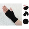 Pair Black Grid Fingerless Elastic Wrist Short Gloves Winter Mittens