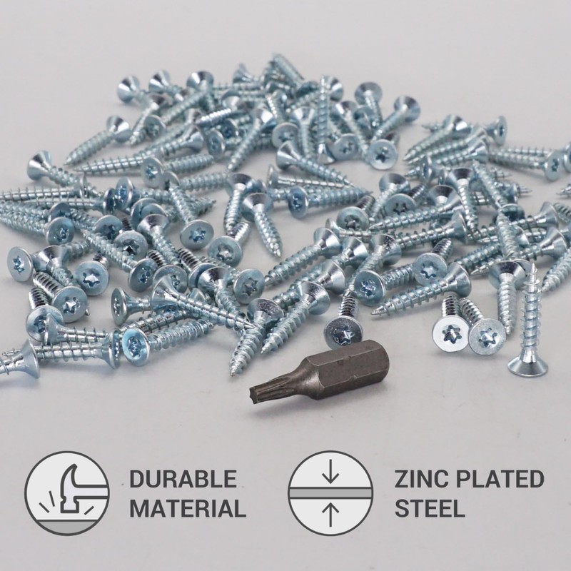 SKIR'CO (300 pcs) Zinc Plated Steel Wood Screws 3.5 x