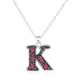 Kjiasiw Initial Necklaces for Women A-Z Pendant Necklace Silver Plated Cubic Zirconia Jewelry Necklace (K)
