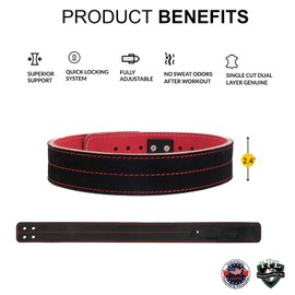 TOUGERJOY Weightlifting Belt Powerlifting Women & Girl, 10 mm Thick Lifting Lever Belt 2.4 Inch Wide - Heavy Duty Power Lifting Calfskin Leather Belt for Back Support, Gym & Fitness Training